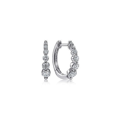 Gabriel & Co. EG13836W45JJ 14K White Gold 15mm Round Diamond Huggies
