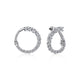 14K White Gold Open Diamond Circle Bypass Hoop Earrings