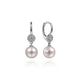 Gabriel & Co. EG13933W45PL 14K White Gold Cluster Diamond Disc and Pearl Drop Earrings