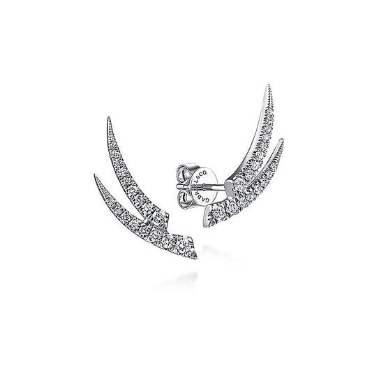 Gabriel & Co. EG13940W45JJ 14K White Gold Curved Double Bar Diamond Stud Earrings