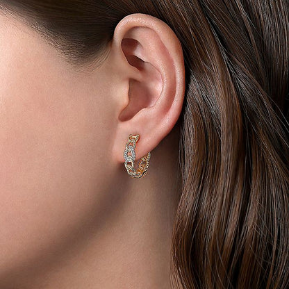 Gabriel & Co. EG13955M45JJ 14K Yellow-White Gold 20mm Twisted Rope Link with Diamond Pave Classic Hoop Earrings