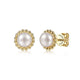 Gabriel & Co. EG14019Y4JPL 14K Yellow Gold Pearl with Beaded Frame Stud Earrings