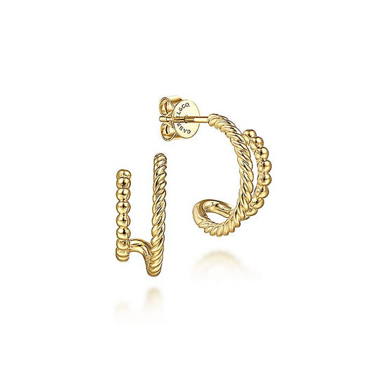 Gabriel & Co. EG14084Y4JJJ 14K Yellow Gold Split Bujukan and Twisted Rope Stud Earrings