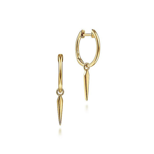Gabriel & Co. EG14093Y4JJJ 14K Yellow Gold Huggies with Spike Drop