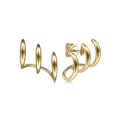 Gabriel & Co. EG14135Y4JJJ 14K Yellow Gold Curving Three Row Stud Earrings