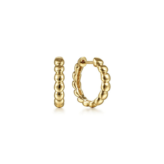 14K Yellow Gold Bujukan Huggie Earrings