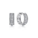 Wide 14K White Gold 15mm 3 Row Diamond Huggie Earrings