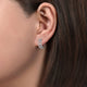 Wide 14K White Gold 15mm 3 Row Diamond Huggie Earrings