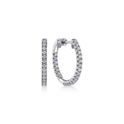 14K White Gold 20mm Inside Out Diamond Hoop Earrings