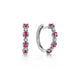 14K White Gold 15mm Diamond and Ruby Huggie Earrings