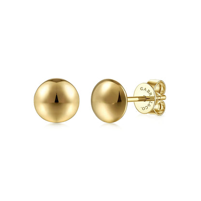 14K Yellow Gold Plain Stud Earrings