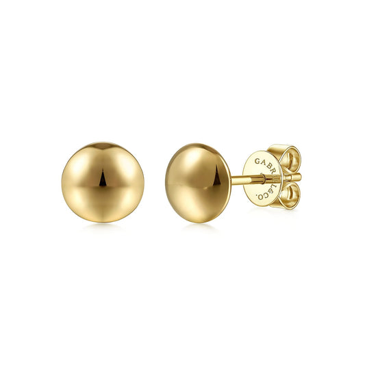 14K Yellow Gold Plain Stud Earrings