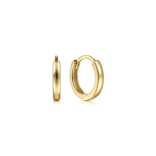 14K Yellow Gold Plain Huggie Earrings