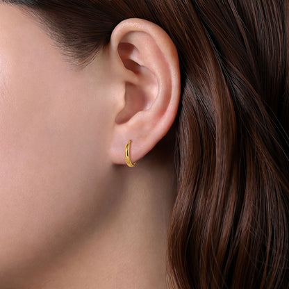 14K Yellow Gold Plain Huggie Earrings