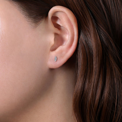 14K White Gold Marquise Shaped Diamond Stud Earrings