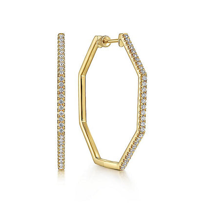 Gabriel & Co. EG14516Y45JJ 14K Yellow Gold 40mm Diamond Classic Hoop Earrings
