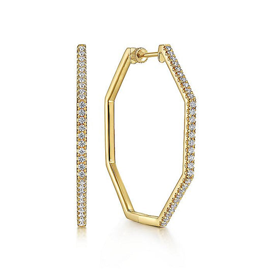 Gabriel & Co. EG14516Y45JJ 14K Yellow Gold 40mm Diamond Classic Hoop Earrings