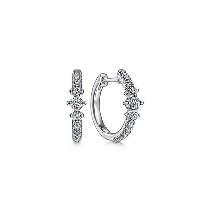 Gabriel & Co. EG14522W45JJ 14K White Gold Diamond Station Huggies