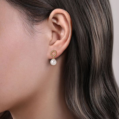 Gabriel & Co. EG14524Y4JPL 14K Yellow Gold Pearl Bujukan Stud Earrings