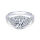 Unique 18K White Gold Vintage Inspired Diamond Halo Engagement Ring