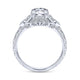 Unique 18K White Gold Vintage Inspired Diamond Halo Engagement Ring