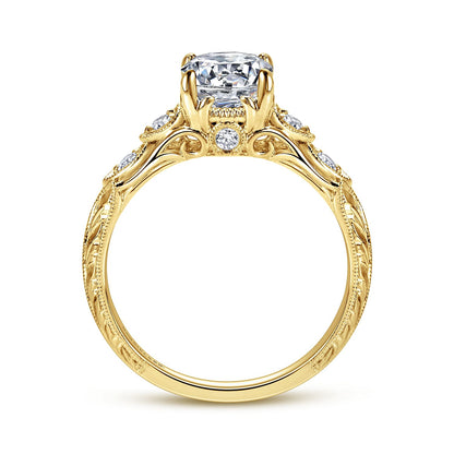 18K Yellow Gold Round Diamond Engagement Ring