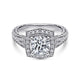 Vintage Inspired 14K White Gold Round Halo Diamond Engagement Ring