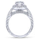 Vintage Inspired 14K White Gold Round Halo Diamond Engagement Ring