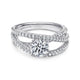 14K White Gold Round Free Form Diamond Engagement Ring