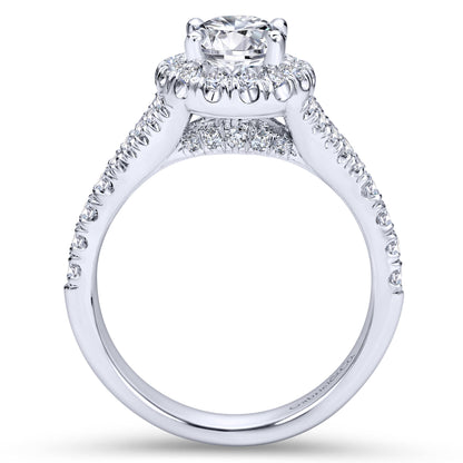Platinum Oval Halo Diamond Engagement Ring