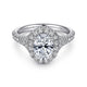 18K White Gold Oval Halo Diamond Engagement Ring