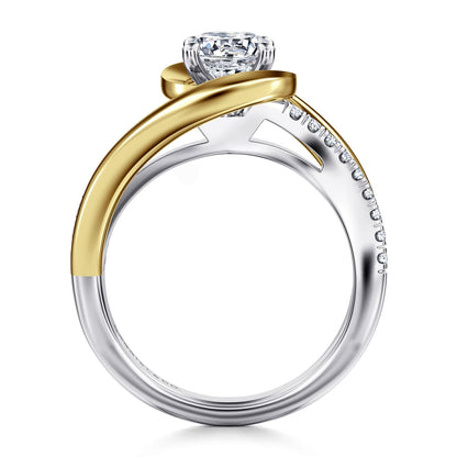 14K White-Yellow Gold Round Diamond Bypass Engagement Ring