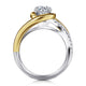 14K White-Yellow Gold Round Diamond Bypass Engagement Ring