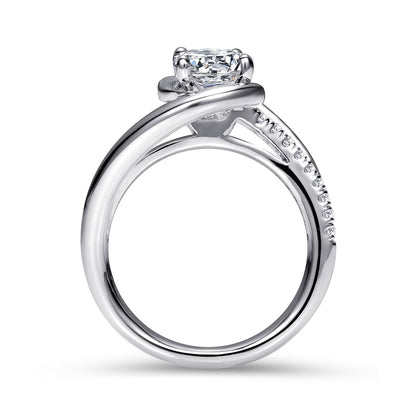 14K White Gold Round Bypass Diamond Engagement Ring
