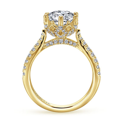 18K Yellow Gold Round Diamond Engagement Ring