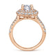 14k Rose Gold Cushion Double Halo Round Diamond Engagement Ring