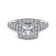 Vintage Inspired 14K White Gold Princess Halo Diamond Engagement Ring