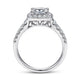 Vintage Inspired 14K White Gold Princess Halo Diamond Engagement Ring