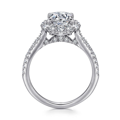 18K White Gold Round Halo Diamond Engagement Ring