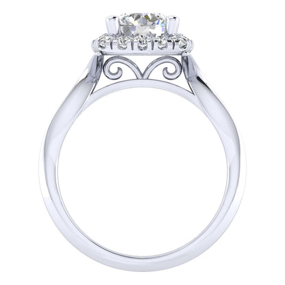 14K White Gold Round Halo Diamond Engagement Ring