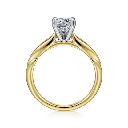 14K White-Yellow Gold Round Diamond Channel Set Engagement Ring