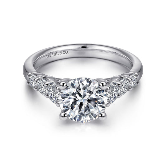 14K White Gold Round Diamond Engagement Ring
