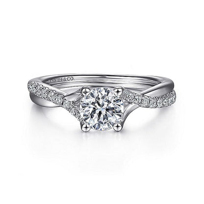 Gabriel & Co. ER11794R3W44JJ 14K White Gold Round Diamond Engagement Ring