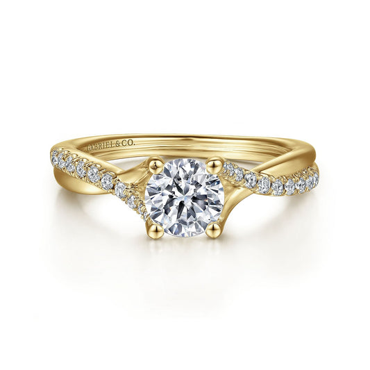 14K Yellow Gold Round Diamond Engagement Ring