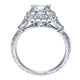 Vintage Inspired 18K White Gold Round Halo Diamond Engagement Ring