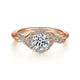 Vintage Inspired 14K Rose Gold Round Halo Diamond Engagement Ring