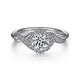 Gabriel & Co. ER11828R3W44JJ Vintage Inspired 14K White Gold Round Halo Diamond Engagement Ring