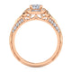 Unique 14K Rose Gold Vintage Inspired Princess Cut Diamond Halo Engagement Ring