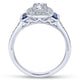 Vintage Inspired 18K White Gold Round Halo Sapphire and Halo Diamond Channel Set Engagement Ring