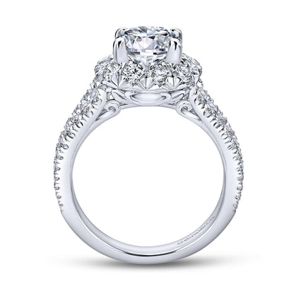14K White Gold Round Halo Diamond Engagement Ring